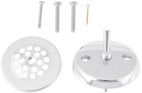 SG Store Badewannen-Verkleidungsset mit Auslösehebel Überlaufblende mit Zwei Löchern Badewannen-Überlaufabdeckung für 1-1/2 1-3/8 Chrom