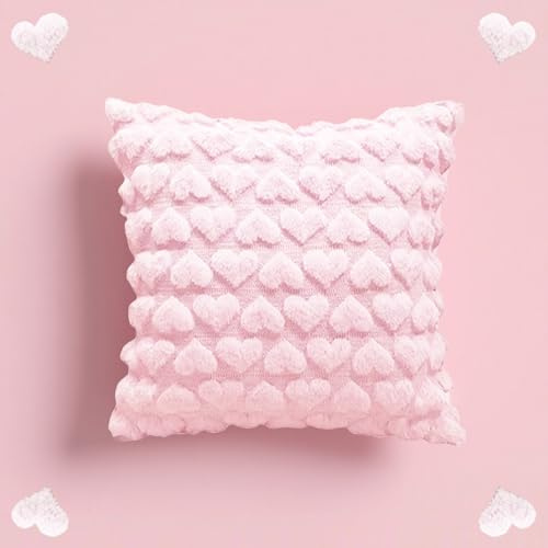 Orrdiffi Kissenbezug 2er Set 45x45 cm Samt Rosa Sofakissen Kissenhülle | Unsichtbarer Reißverschluss, Ohne Füllung, Waschbar bis 30 Grad, Pflegeleicht ohne Bügeln, für Sofa Bett Balkon und Büro