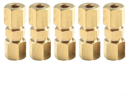 Lot de 5 raccords à compression en laiton, conçus pour les conduites de frein hydrauliques de 3/16