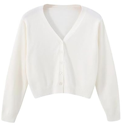 Cardigan à col en V pour femme - Couleur unie - Pull tricoté à manches longues pour robe