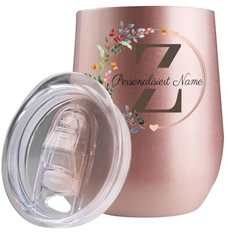 loongway Personalisierter Kaffeebecher Thermobecher Klein Edelstahl - To Go Becher mit Alphabetdruck, für Firmen,Auto,Camping, Uni,Reise,Geschenk für Gute Freundin