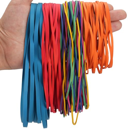Rubber Bands Assorted Sizes Multicolor 0.5lbs 4 sizes large rubber bands heavy duty Elastic Bands for Office supplies size#117A,size#117B,size#8in,size(4-4/5 x 1/8)