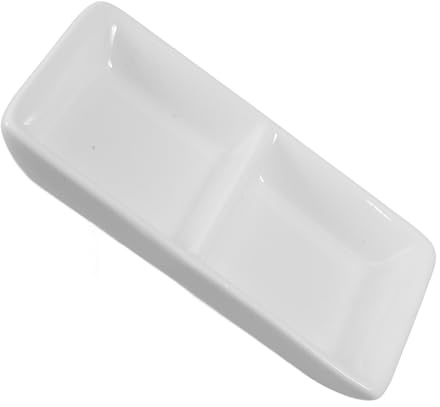Ipetboom Plato Aperitivo de Cerámica de 5 Pulgadas Dos Compartimentos