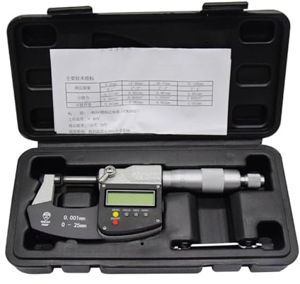 BAFEIYA Micrometro Esterno IP 65 0-25mm Micrometro Digitale a Schermo Grande Calibro Calibro Micrometro Carburo 0,001 MM Strumenti di Misura(25-50mm)