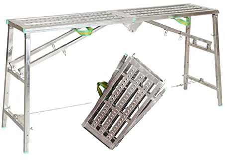CXGFRGH Portable Folding Scaffolding, Steel Scaffolding Multi Purpose Scaffold Ladder Adjustable Height Work Platform for Indoor & Outdoor Decoration-800-Pound-Capacity
