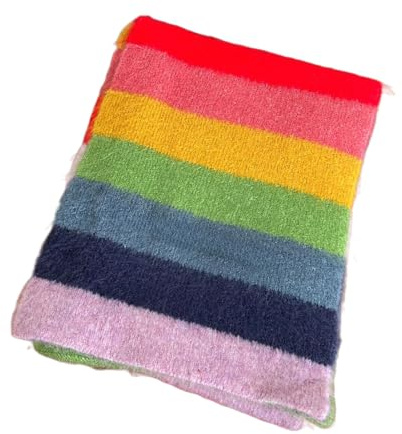 Kashmirscarf， 170 * 20 cm rosa gröna regnbågsrandiga ullhalsdukar söt vinterhalsduk(Rainbow Colors)