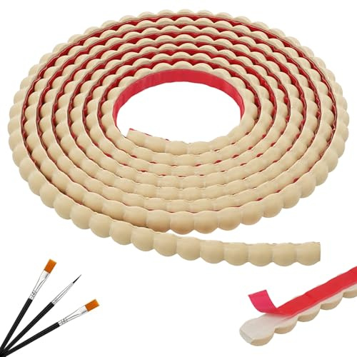 JSIWOTH Moulure Perlée Autocollante PVC 3,05m Blanc Couleur bois