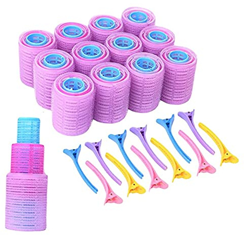 Yctze Ensemble de Rouleaux à Cheveux Auto-agrippants, 36 Pièces de Bigoudis de Grande, Moyenne et Petite Taille, 12 Pinces en Plastique avec Conception de Poignée, Idéal pour le Salon à Domicile,
