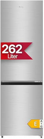 Amica Kühl‑Gefrier‑Kombination freistehend 178,9 x 55 x 58,8 cm 262 l Ökofunktion NoFrost Supergefrierfunktion 4-Sterne-Fach Gefrierfach unten AKG 3877 E – Kühl Gefrierkombination Edelstahloptik