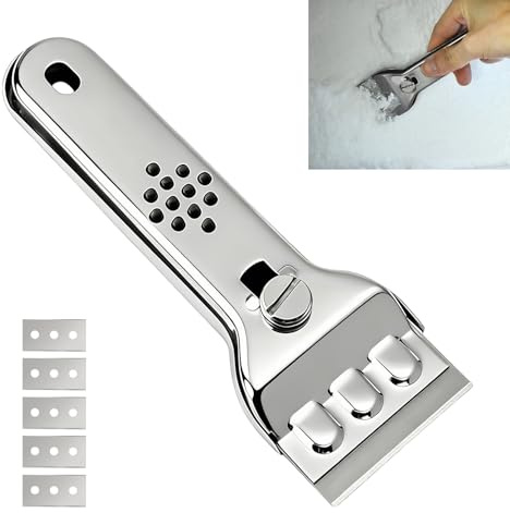 6 Pack Oven & Hob Cleaning Tool, Ceramic Hob Scraper with 5 Replacement Parts Stainless Steel Hob Scraper for Glass Ceramic Induction Hob Retractable Non Scratch Cleaning Tool for Burnt Food, Grease