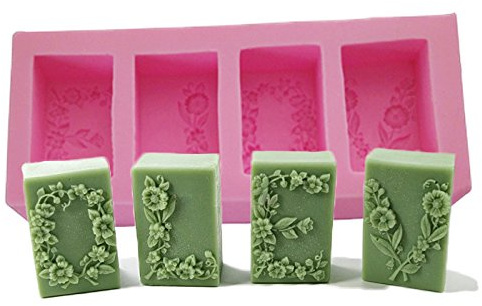 Beauty September DIY, rechteckig, 4 PCS Blumen Handgefertigte Seifenform, Silikon Form für Fondant, Schokolade Kuchen Form Dekorieren, Fondant Backen Werkzeug