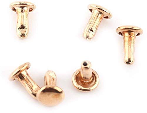 100 Satz Leder Nieten Set 6x8mm Tubular Metall Hohlnieten für Handwerk Dekoration DIY Gold