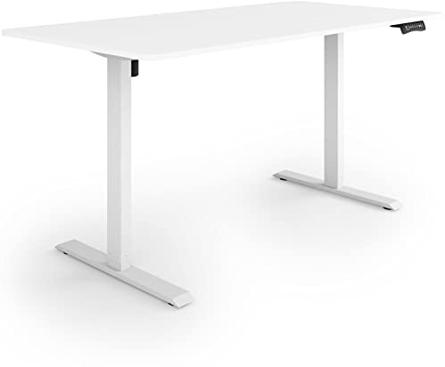 ESMART ETX-121WW elektrischer Steh-Sitz-Schreibtisch | 160 × 80 cm, Weiß, Höhe 73,5–123,5 cm, 3 Speicherplätze, Aktivitätserinnerung, schnelle Montage, Soft-Start/-Stopp