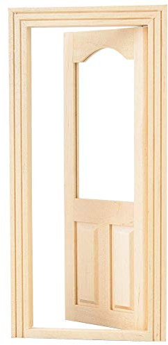 1:12 Dollhouse Accessory, Mini DIY Wooden Door Toy Miniature Simulation Furniture Set Doll House Decor Parts Educational Model for Baby Boy Girl Dollhouses