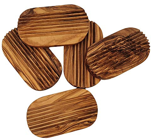 DEKOFANT Seifenschale Olivenholz 13 x 7,5 x 1,5 cm, 1 Stück | Handarbeit, naturbelassen, geölt, Seifenablage, Seifenhalter, Abtropfschale, Badezimmer, Waschbecken, Unikat