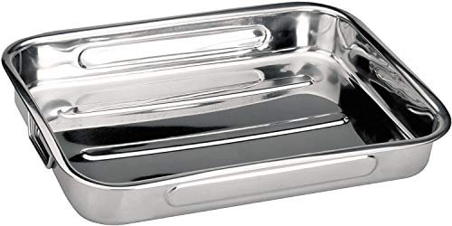 Space Home - Rustidera de Horno de Acero Inoxidable - Bandeja de Horno Universal - Bandeja para Asar - Bandejas para Hornear - Fuentes de Horno Universal - Fuentes para Asar - 35 cm