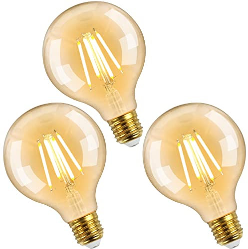 ENUOTEK Vintage Bombilla LED Edison E27, 6W 680Lm G95 Retro Bombilla de Luz de Filamento LED de Globo Grande, Blanco Cálido 2500K, Equivalente Bombillas Incandescente de 60W, No Regulable, Lot de 3