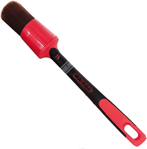 Ma-fra, Pincel Red Car Detailing tamaño 24 mm, Cepillo para la Limpieza de Todas Las Superficies Interiores y Exteriores de Coche como Llantas de aleación, plástico, Compartimento Motor, Volante y