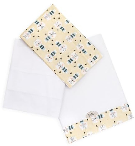 Ti TIN Juego de sábanas para minicuna 80x50 cm, 100% algodón, Transpirable, Tacto Suave, con sábana Bajera Ajustable y Funda de Almohada, Estampado de Osito Polar, fácil Lavado