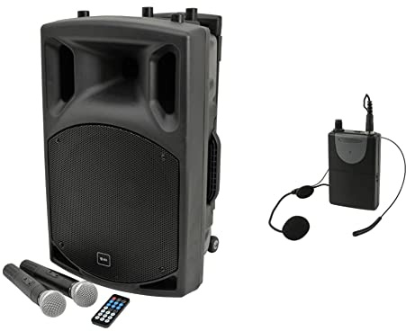 QTX | QX12PA Complete Portable PA System | 2 x Wireless Microphones & Media player with USB/SD/FM & Headset Microphone for And Adastra Portable PA Units | Select Correct Frequency VHF 175.0MHz