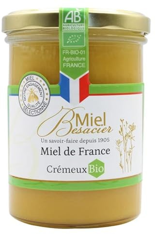 MIEL CRÉMEUX BIO DE FRANCE 500G, MIEL BESACIER, LOT DE 2