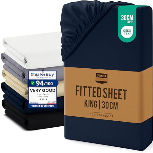 Utopia Bedding Fitted Sheet King, Navy