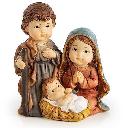 Logbuch-Verlag liten julkrubba, helig familj, krubba, miniatyr för uppställning 7 cm