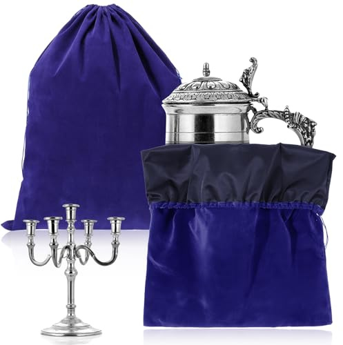 LEIFIDE 2 sacchetti di grandi dimensioni, in tessuto argentato, anti-ossidazione, per gioielli, con coulisse, per orologi, posate, bracciali (76,2 x 61 cm, blu reale)