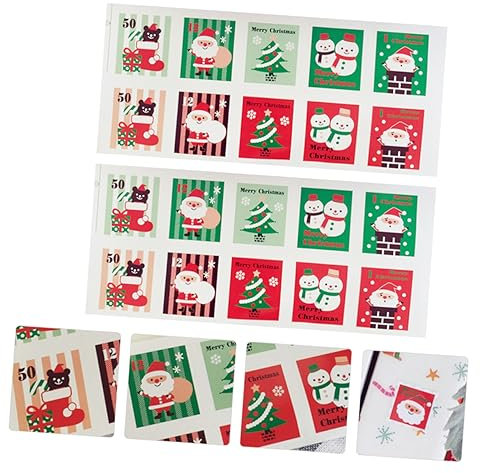 NUOBESTY 500 Stück Aufkleber für Weihnachtsmarken weihnachtsmarkenetiketten Weihnachtsaufkleber-Tags Weihnachts-Tags Geschenketiketten Plätzchen-Siegelaufkleber backen Keks