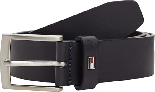 Tommy Hilfiger Cintura Uomo Adan 3,5 cm Cintura in Pelle, Blu (Space Blue), 115 cm