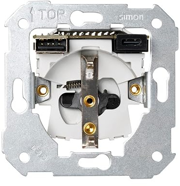 SIMON Schuko-Steckdose mit USB-Ladegerät A+C, dreifach, Serie 75, kompatibel mit Abdeckkappen der Serien 75, 31, 82 und 88, geeignet für den Innenbereich (IP20), Ladeleistung 10 W, 2,1 A