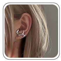 Inateannal Unregelmäßige Ohr Manschetten Ohrringe geometrische Manschetten Wickelohrringe Flüssigmetall Manschetten Ohrringe auffällige unregelmäßige Creolen kein Piercing Ohrring Schmuck für Frauen