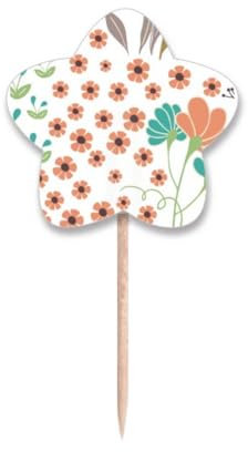 GreenOrange - Palillos de dientes con diseño de flores, diseño de estrellas, palillos para cupcakes