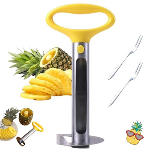 enseak Taglia Ananas,sbuccia Ananas,Taglia Ananas Acciaio Inox,tagliafrutta,Coltello per Tagliare Ananas,Ananas Affettatrice con Maniglia per La Casa Cucina