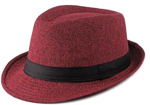 FULUJIDI Fedora Trilby Filzhut Hut Männer Hüte Fedoras Jazz Hut Fedora Hut Frauen Hut Mützen Wein