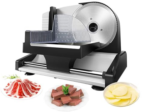 KELUNIS Cortadora De Alimentos Cortadora EléCtrica 200w con Cuchilla Reemplazable Cortadora De Carne Congelada De Acero Inoxidable para Carne Queso Pan
