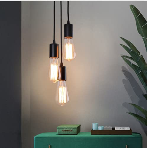 SSNCcNC Pendelleuchte 3 Flammig Esstisch Hängeleuchte Industrial Esstischlampe Küche Schlafzimmer Nachttisch Pendellampe Büro Cafe Loft Bar Restaurant Hängelampe E27,Schwarz