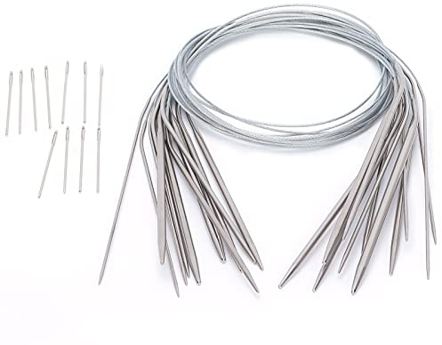 Generiska rundstickor, stickor set 11 st rundstickor, runda stickor i rostfritt stål (65cm)