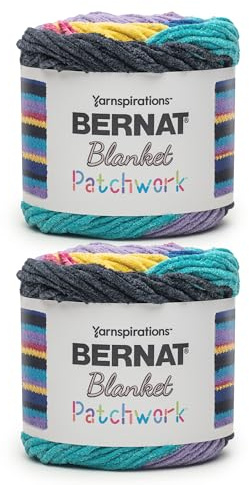 Bernat Blanket Patchwork 90S Vibe Yarn - 2 Pack of 300g / 10.5oz - 100% Polyester - #6 Super Bulky - 220Yards - Knitting/Crochet