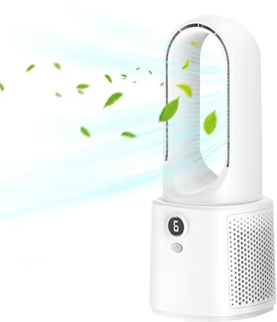 Ventilador De Escritorio Sin Cuchilla - USB Recargable Cuchilla Sin Placa De 6 Velocidades De 6 Velocidades Luz De Noche | Ventilador De Mesa Mute