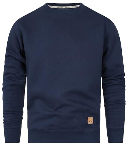 Blu Apparel Men's Crew Sweatshirt Jumpers for Men Casual Sweater Fleece Lined Warm Everyday Sweaters (UK, Alpha, L, Regular, Regular, Navy)