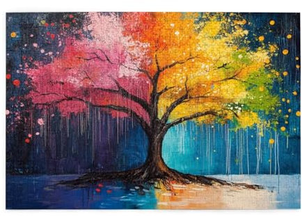 Puzzle 6000 Pezzi Albero della vita Puzzle Quattro stagioni Adulti Arte Grandi Dimensioni Jigsaw di Legno, Impossibili Jigsaw Gioco Familiare for Adulti, Home Decor Regalo Donna 105x179cm E-1241