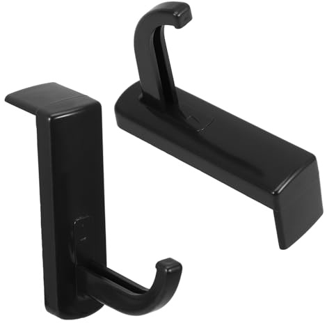 TEHAUX Support de Casque Audio Mural Noir en Plastique, Lot de 2 | Adhésif Puissant, Design Simple, pour École et Travail, Convient aux Écouteurs Petits à Grands