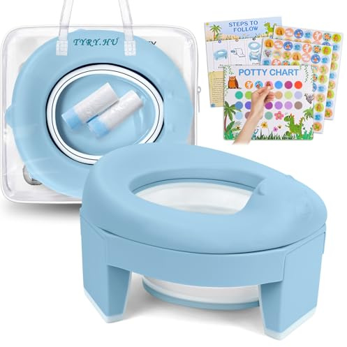 TYRY.HU Pot Bebe Toilette Coussin EVA Doux 3-in-1 Reducteur Toilette Enfant Wc Petit Pot de Voyage Pliable 3-en-1 avec Sac de Transport pour Garçon et Fille pour l'Apprentissage de la Propreté