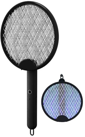 Mateju Elektrische Fliegenklatsche Extra Stark 4000v Elektrische Fliegenklatsche USB C Aufladbar USB Fliegenfänger Insektenfalle, für Indoor Küche Gärten (Schwarz)