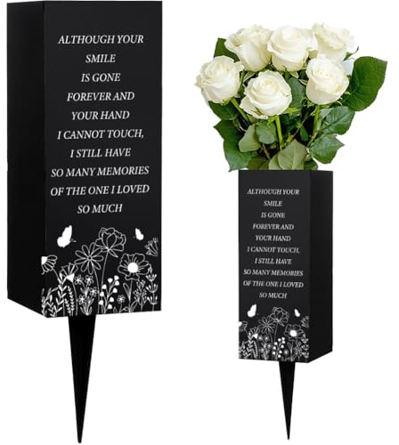 WEBEEDY Cimitero svasato porta fiori tombali con spine floreali, decorazioni per cimitero, per tombe di cortile, regalo di compassione per commemorare (sorriso), 8 x 20 cm
