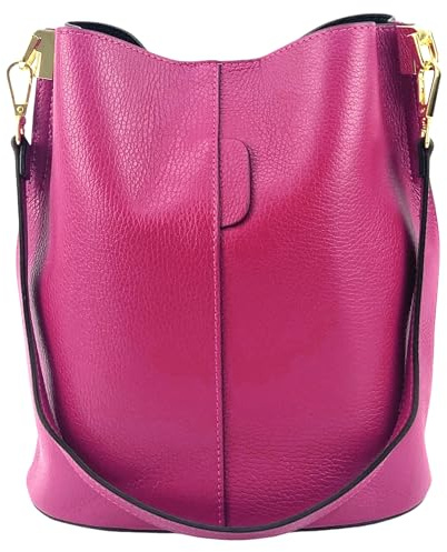 Modarno Sac seau Giulia en cuir véritable Dollar 23 x 16 x 27 cm, fuchsia