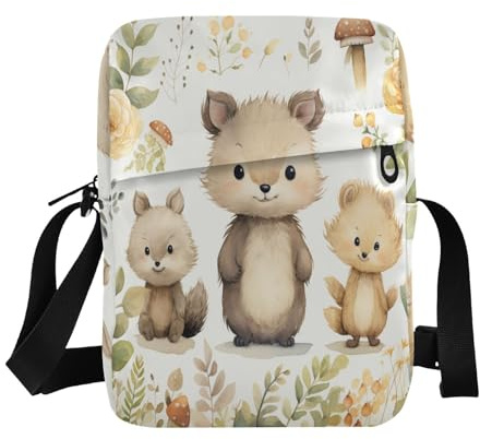 famyily Kleine Kuriertasche für Herren, Schultertasche, Handtasche für Reisen, verstellbarer Riemen für Outdoor-Sport, Outdoor-Sport, Safari-Tierblätter