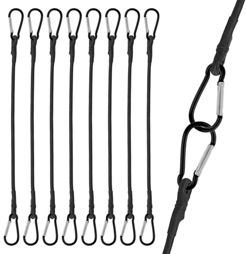 Tendeur Elastique avec Mousqueton, 8 Pièces 25cm Tendeurs élastiques avec Mousqueton, Tendeurs Elastique avec Mousqueton pour Camping, Bâches, Tente, Bagages, Voitur et Motos