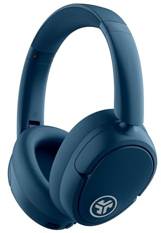 JLab JBuds LUX ANC aktiva brusreducerande hörlurar – trådlösa over-ear-hörlurar med mikrofon, 70+ H speltid, vikbara Bluetooth-hörlurar, Multipoint, anpassningsbart ljud, Marinblå